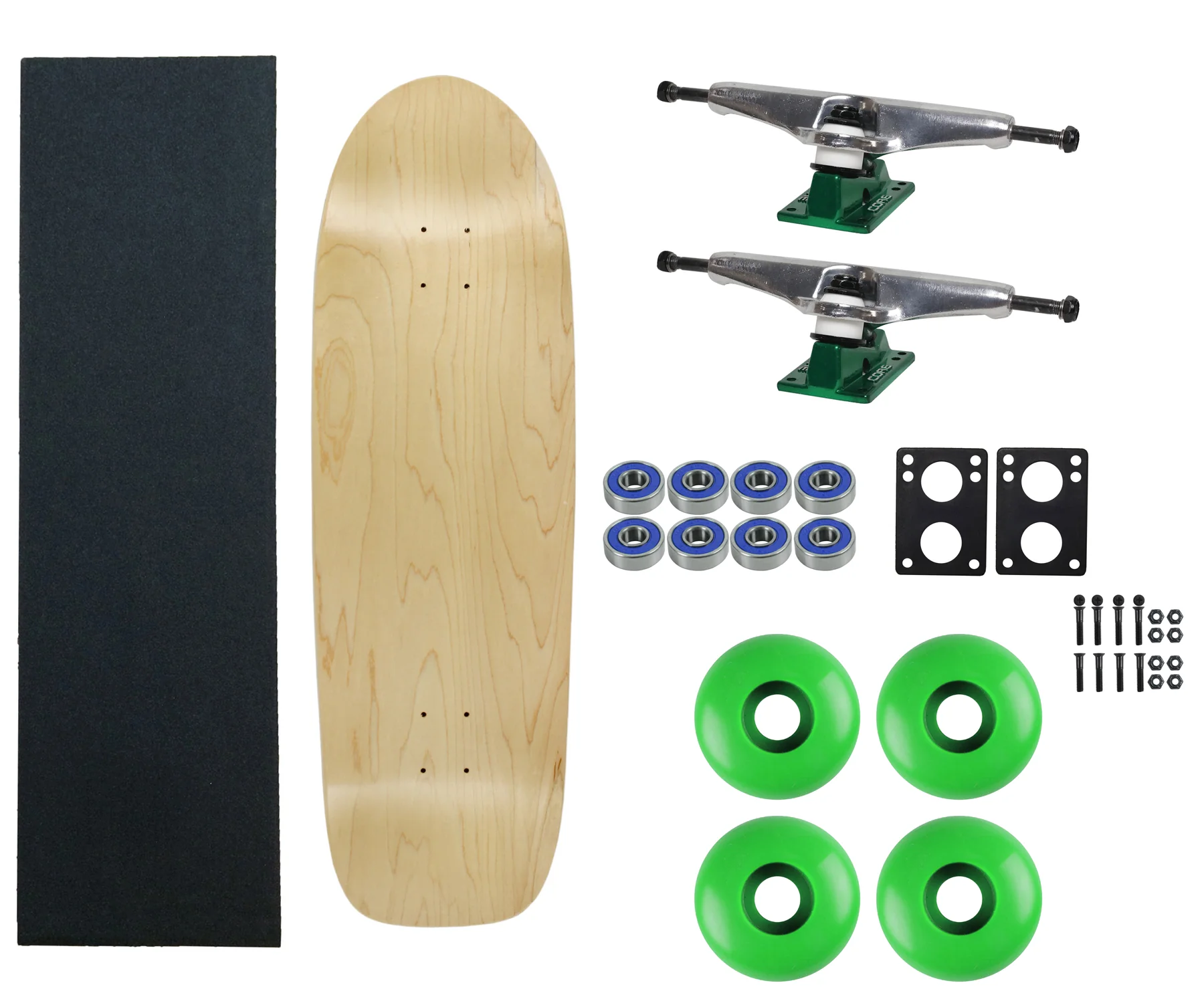 Moose Old School 33" Natural, Hollow Silver/Green Trucks, 58mm Green Wheels