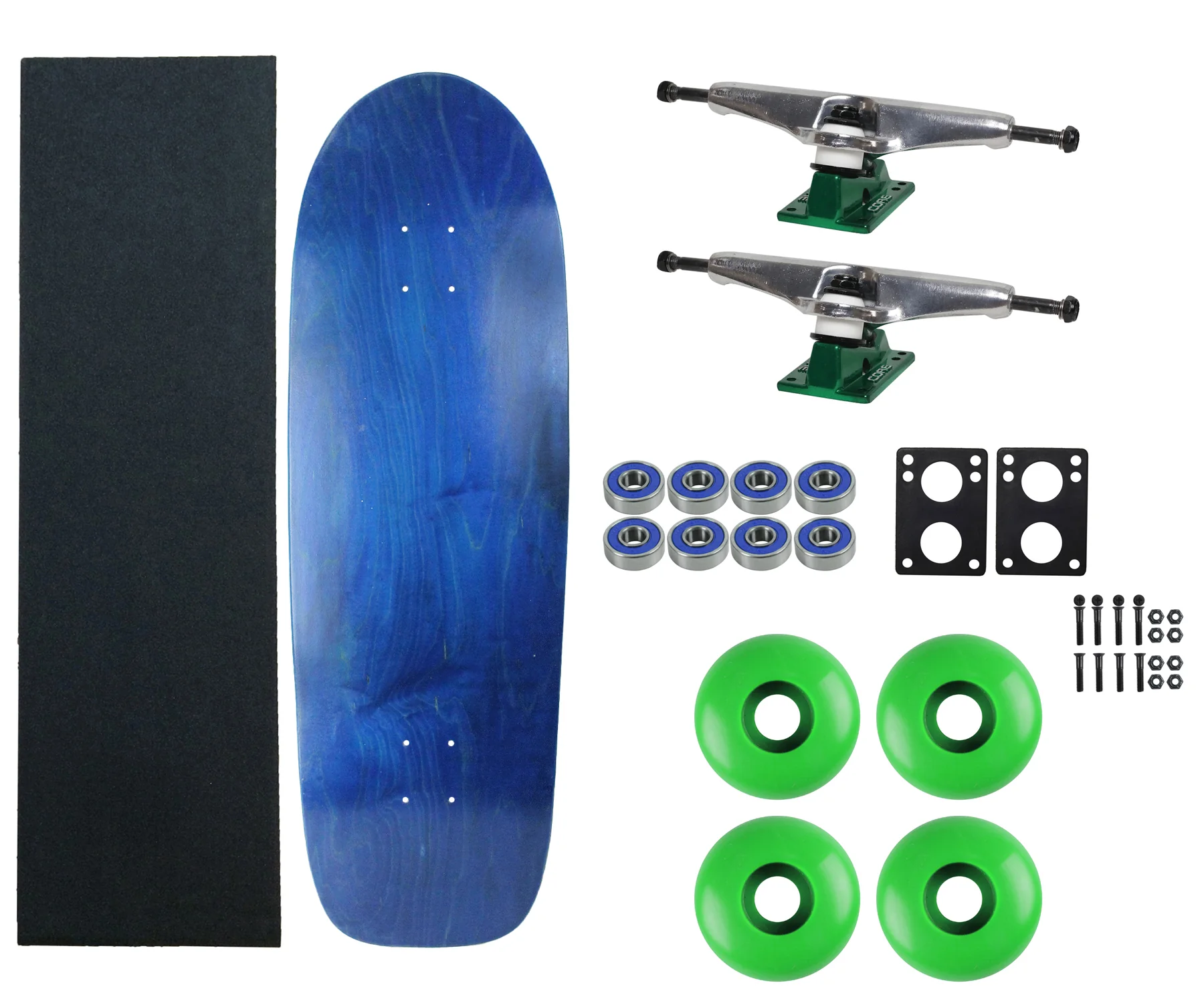 Moose Old School 33" Stained Blue, Hollow Silver/Green Trucks, 58mm Green Wheels