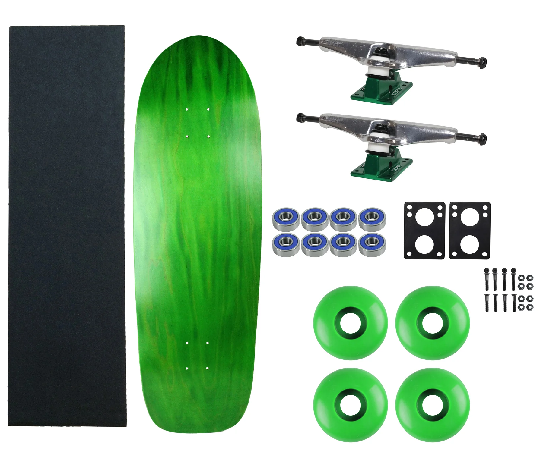 Moose Old School 33" Stained Green, Hollow Silver/Green Trucks, 58mm Green Wheels