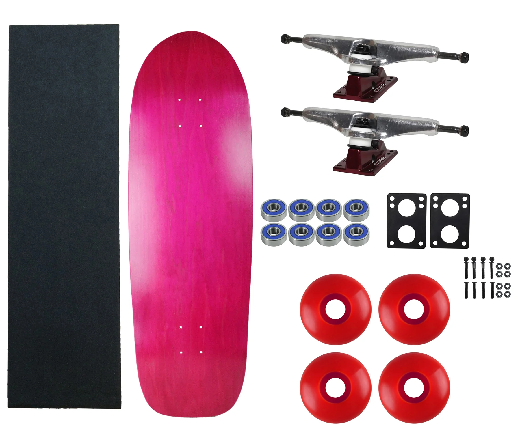 Moose Old School 33" Stained Pink, Hollow Silver/Red Trucks, 58mm Red Wheels