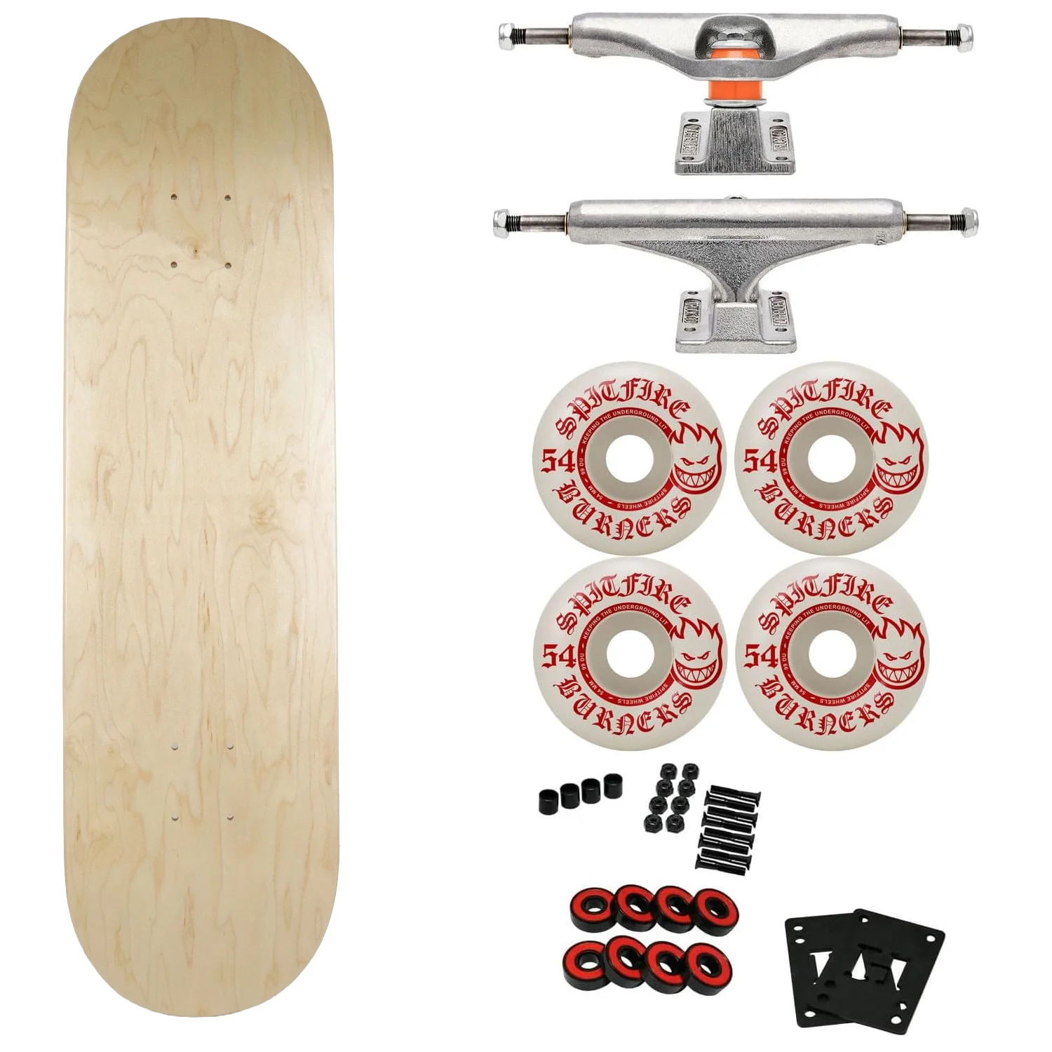 Moose Skateboard Full Canadian Maple Twin Shape 8.0" w/ Independent, Spitfire