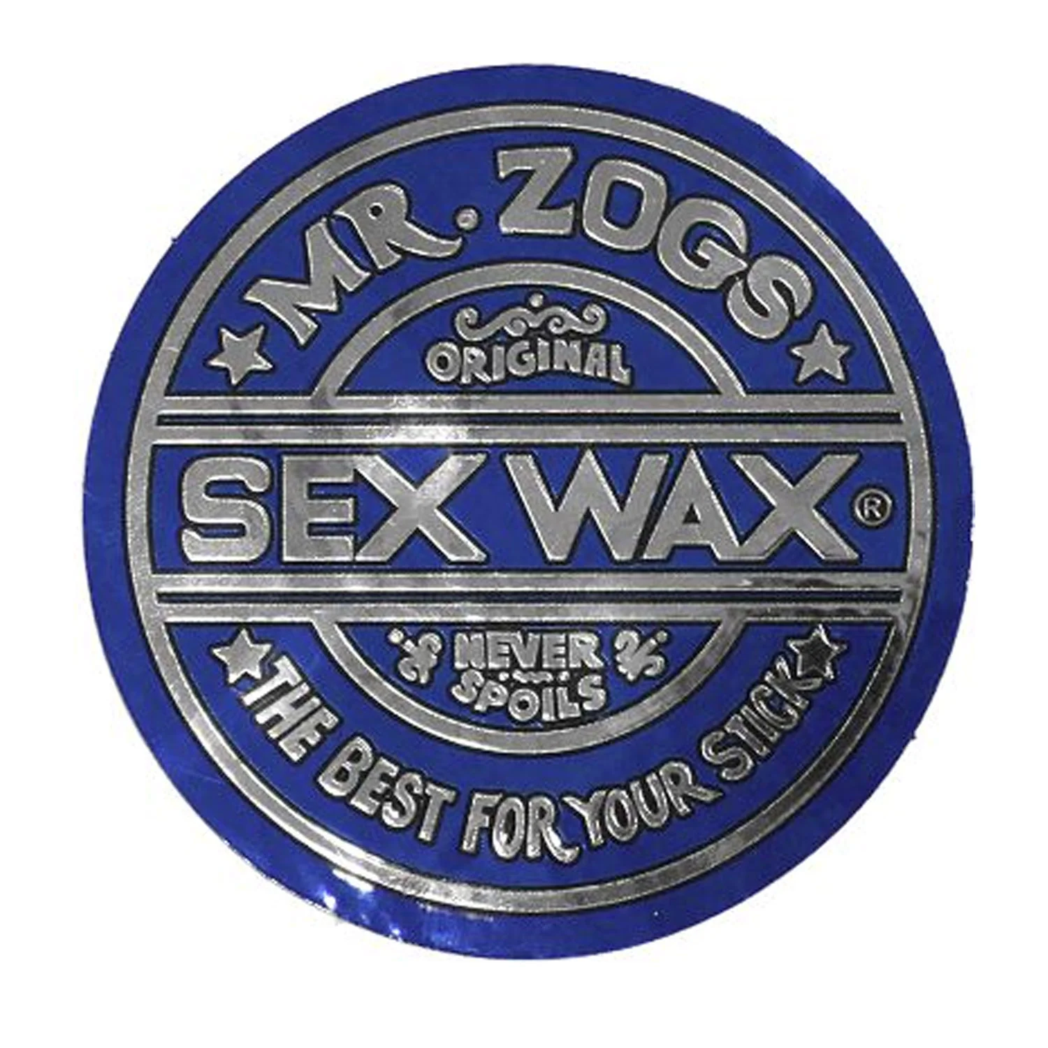 Mr. Zoggs SEX WAX STICKER 3" CIRCULAR METALLIC BLUE