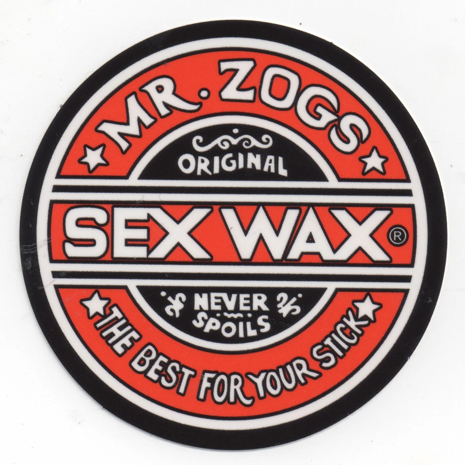 Mr. Zoggs SEX WAX STICKER 3" CIRCULAR RED
