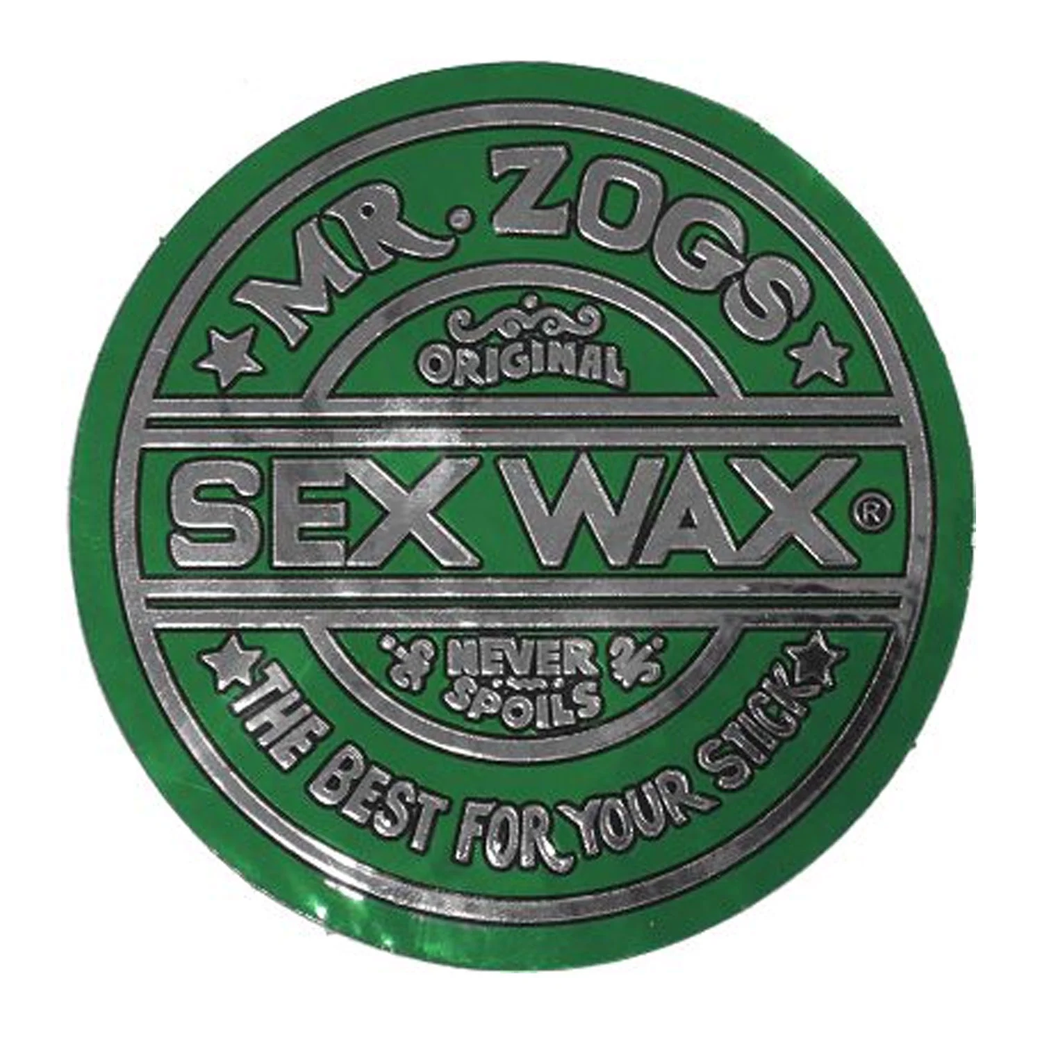 Mr. Zoggs SEX WAX STICKER 7" CIRCULAR METALLIC GREEN