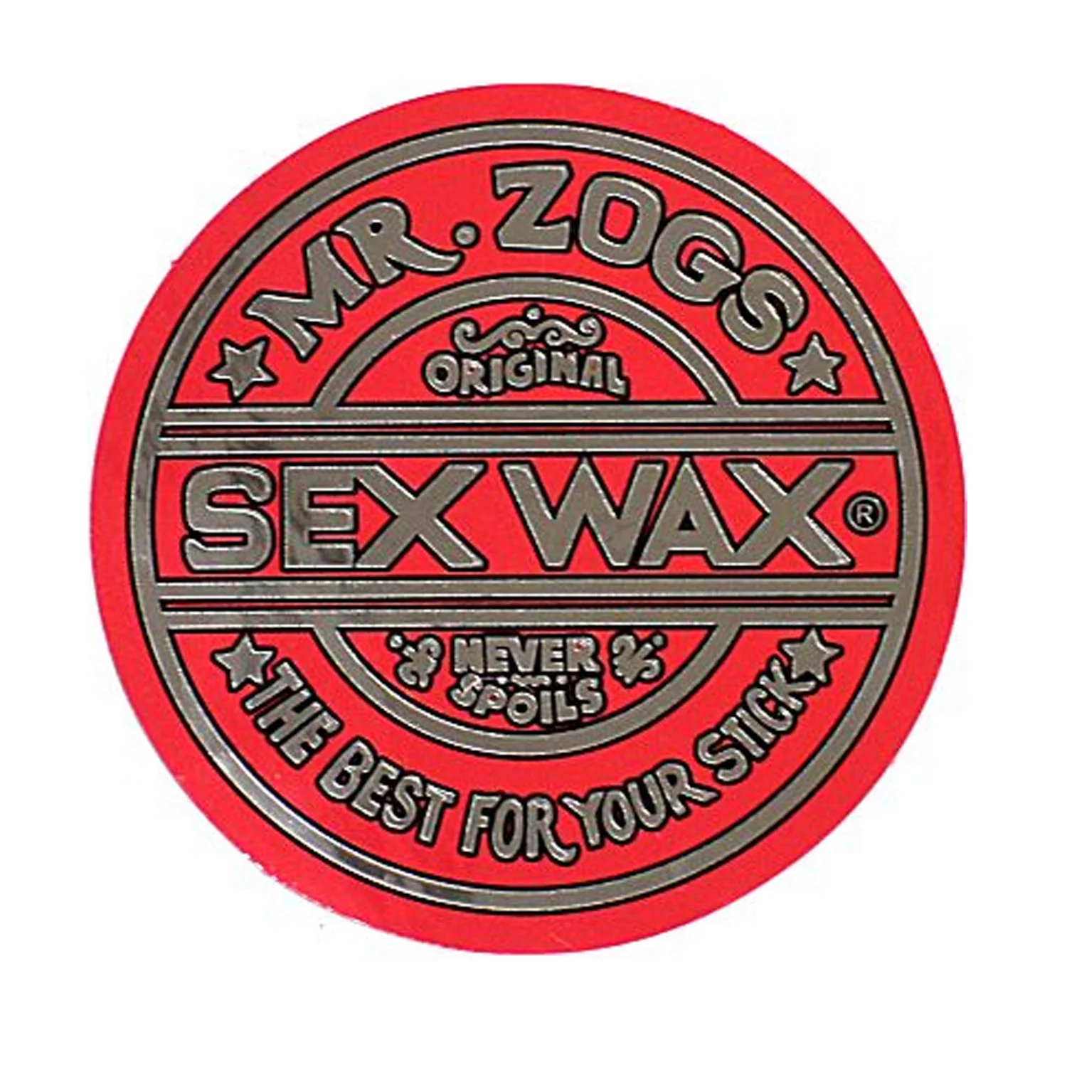 Mr. Zoggs SEX WAX STICKER 7" CIRCULAR METALLIC RED