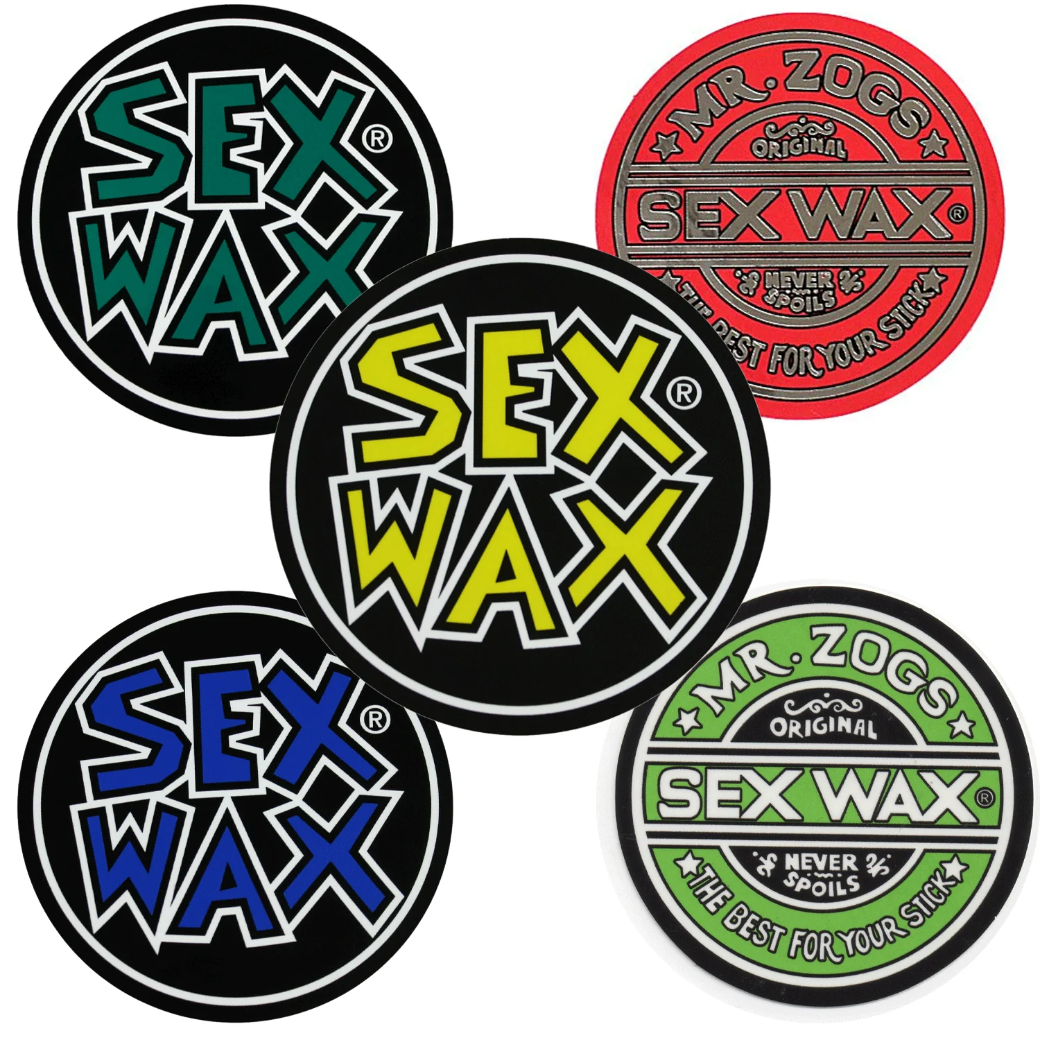 Mr. Zogs Sex Wax Round Sticker 5 Pack