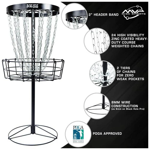 MVP Disc Golf Basket Black Hole Pro HD Catcher Target + Transit Carrying Bag - Image 2