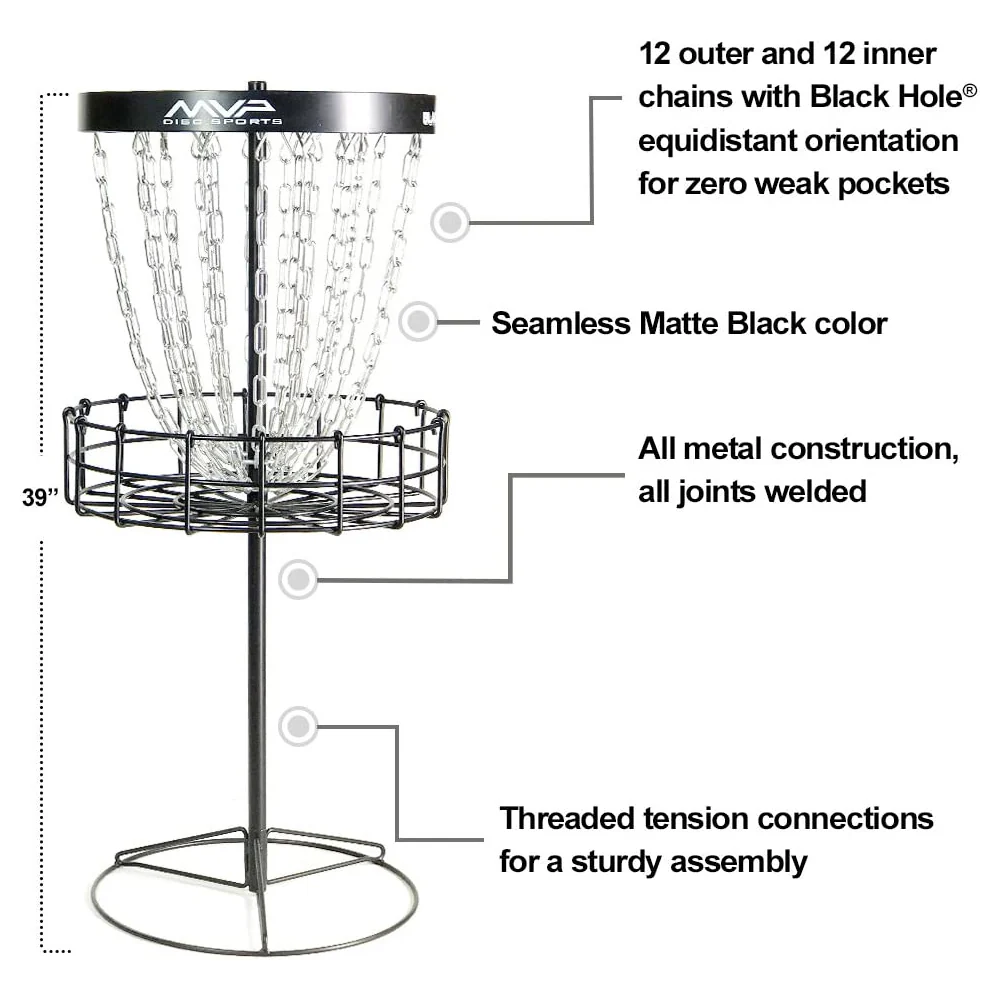 MVP Disc Golf Miniature Basket Black Hole Macro Catcher 39" Tall, 18" Diameter Target - Image 2