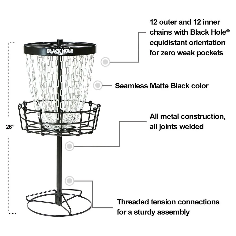 MVP Disc Golf Miniature Basket Black Hole Mini Catcher 26" Tall/ 12.5" Diameter Target - Image 2