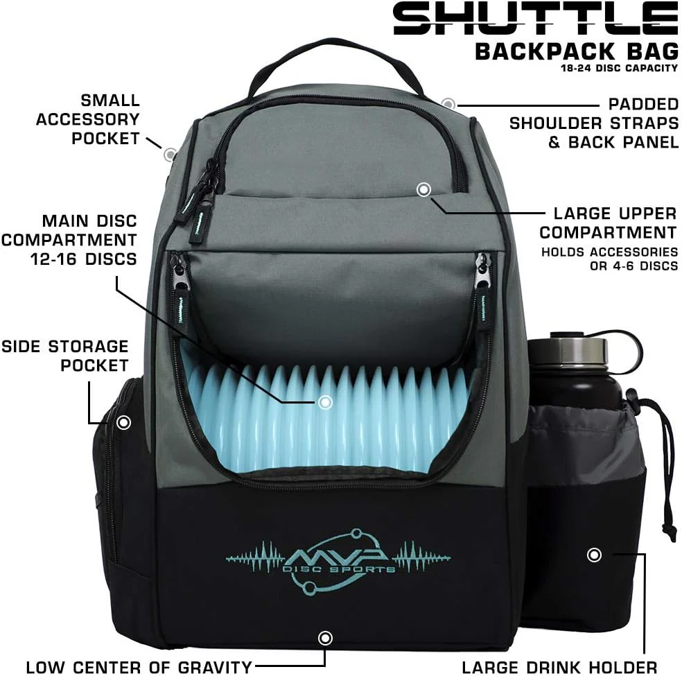 MVP Discs Disc Golf Backpack Bag - Shuttle Backpack - Holds 18-24 Discs - Image 5