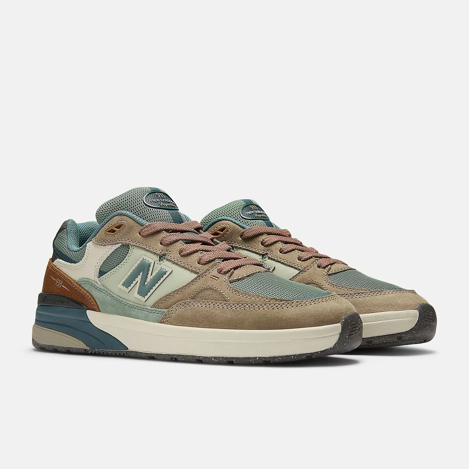 New Balance Numeric Skateboard Shoes Andrew Reynolds 933 Tan/Teal - Image 2