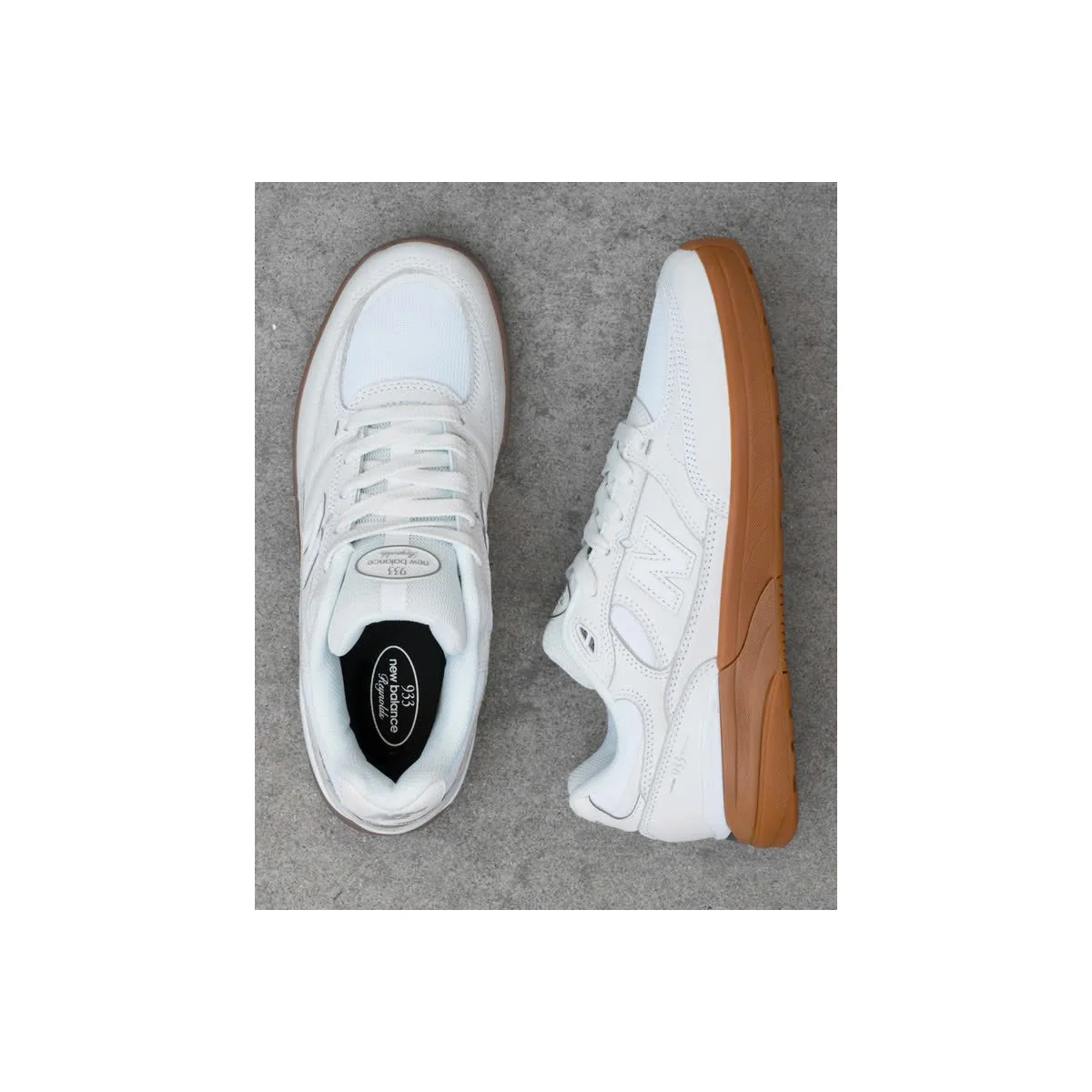 New Balance Numeric Skateboard Shoes Andrew Reynolds 933 White/Gum - Image 2