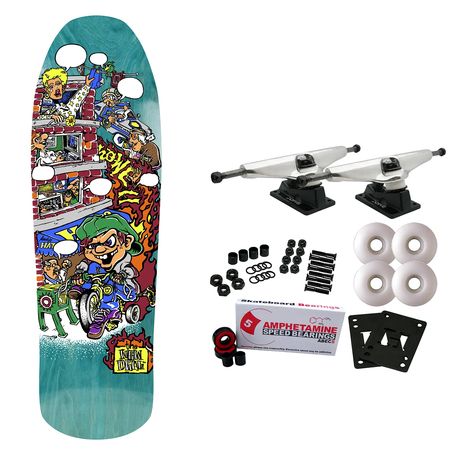 New Deal Skateboard Complete Andy Howell Tricycle Kid Teal 9.63" x 30.75"