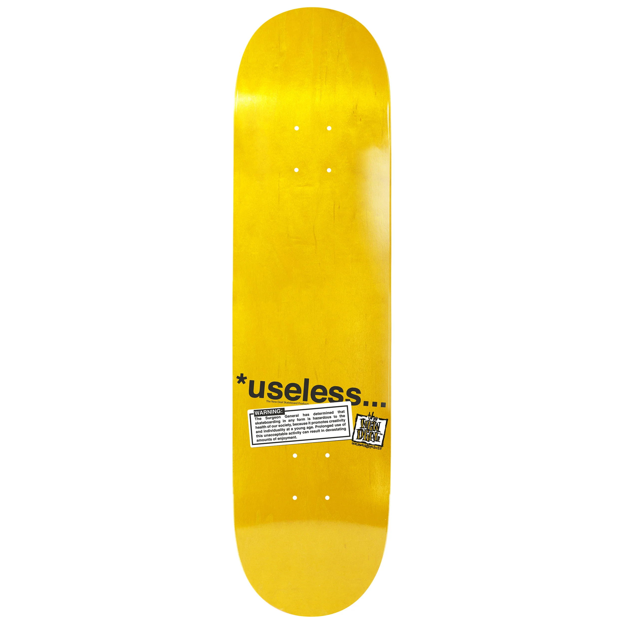 New Deal Skateboard Deck Useless Wooden Toys PAL Popsicle Yellow 8.25" x 32" - Image 2