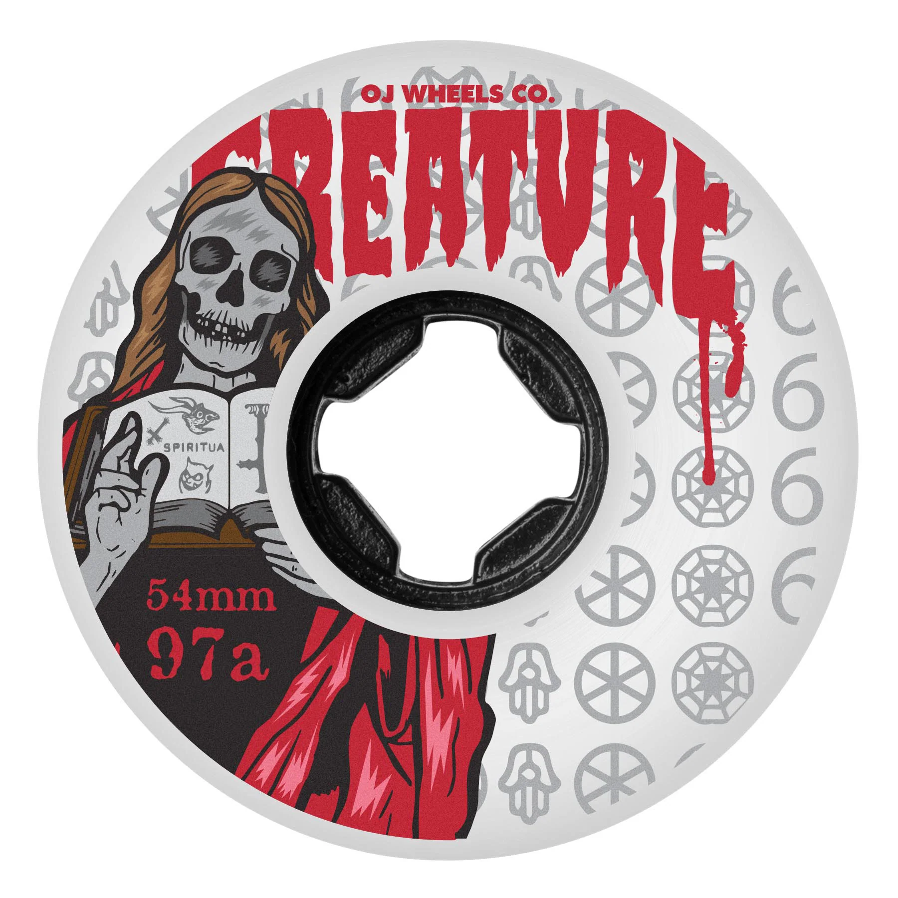 OJ Skateboard Wheels 54mm The Book Of OJ Bloodsuckers 97A Creature White - Image 2