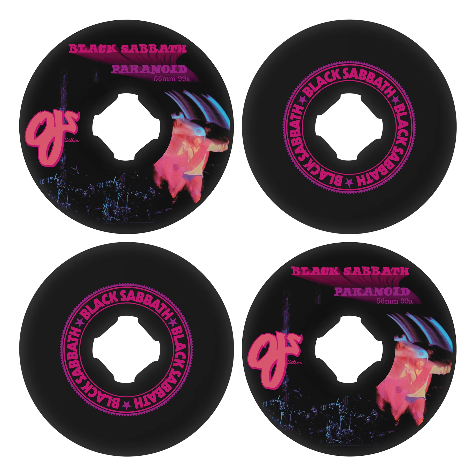 OJ Skateboard Wheels 56mm Black Sabbath Paranoid Chubbies 99A Black