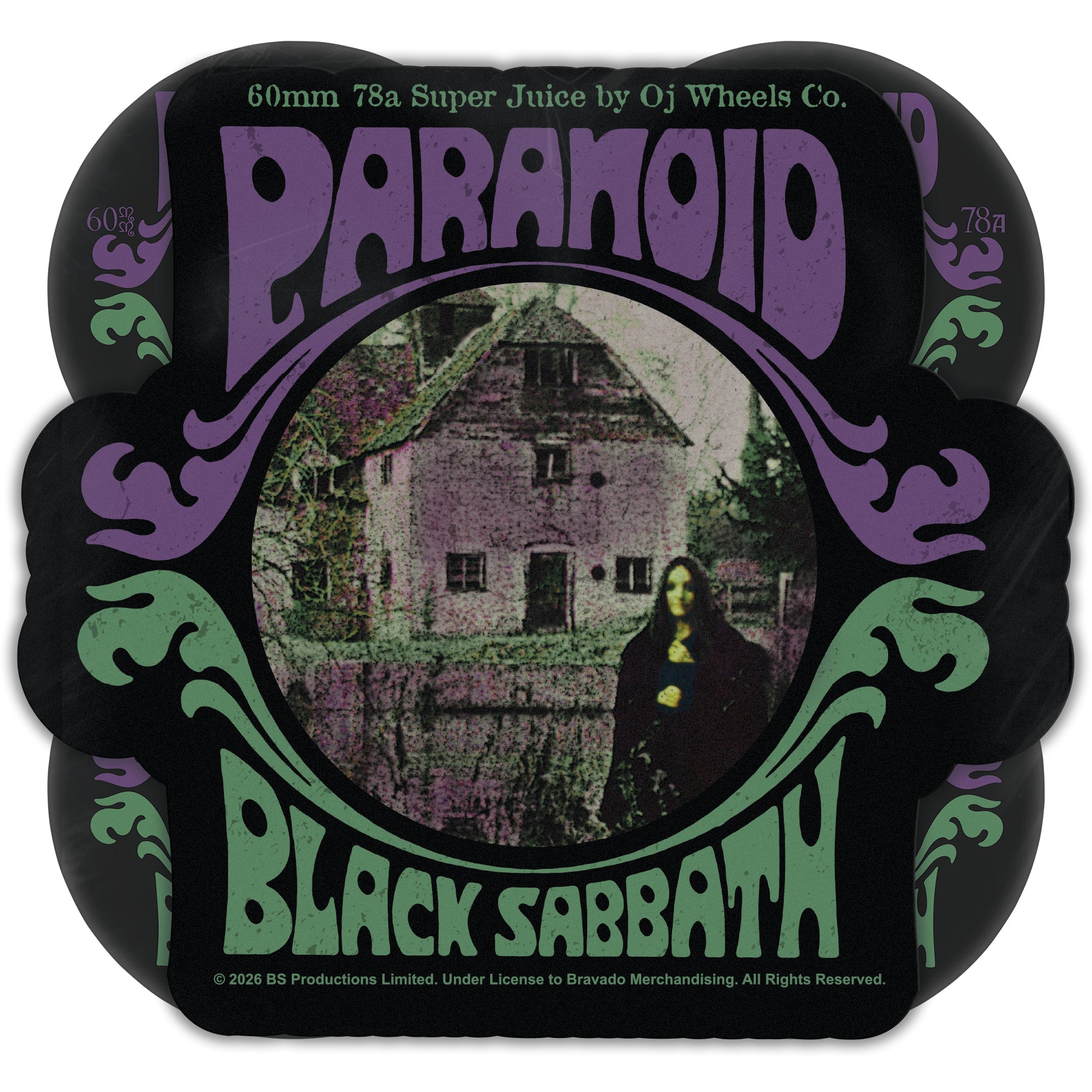 OJ Skateboard Wheels 60mm Black Sabbath Paranoid Super Juice 78A Black - Image 5