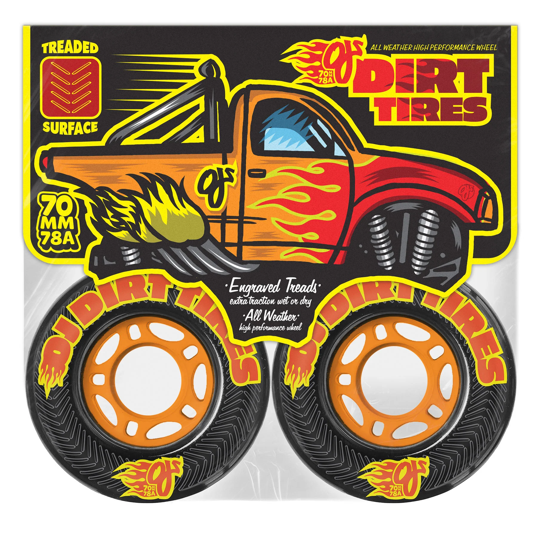 OJ Skateboard Wheels 70mm Thunder Juice Dirt Tires 78A Black - Image 5