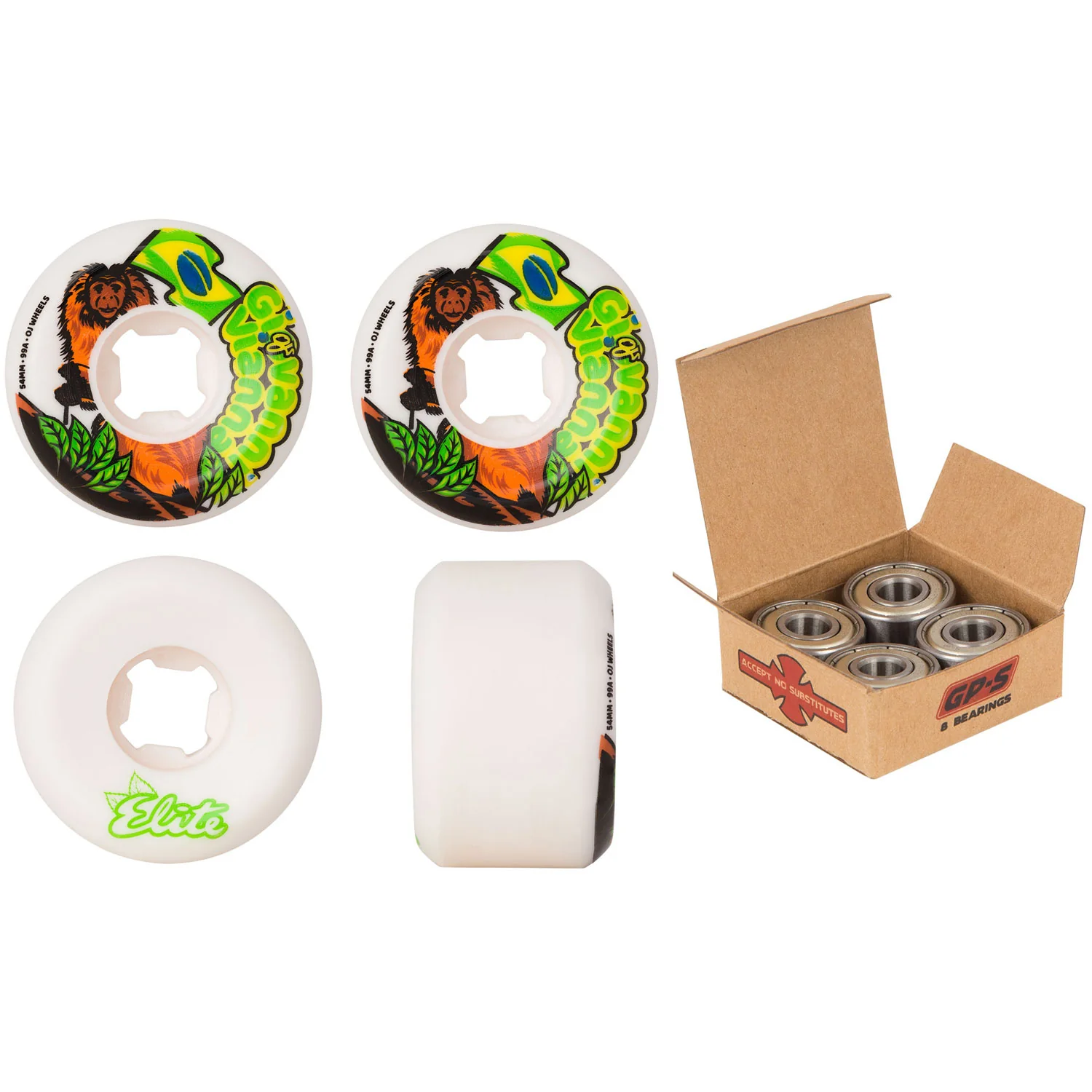 OJ Skateboard Wheels and Independent Bearings Combo 54mm Vianna TamTam Elite Hardline 99A