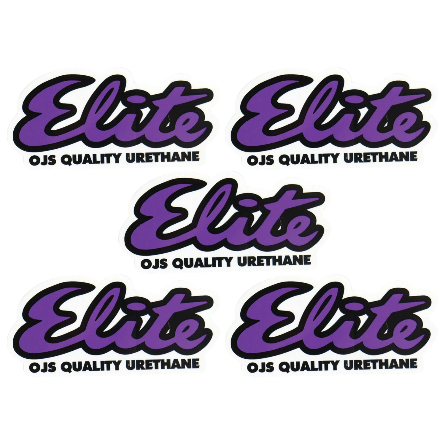 OJ Skateboard Wheels Elite Clear Mylar Sticker 4" x 2" Purple 5-Pack