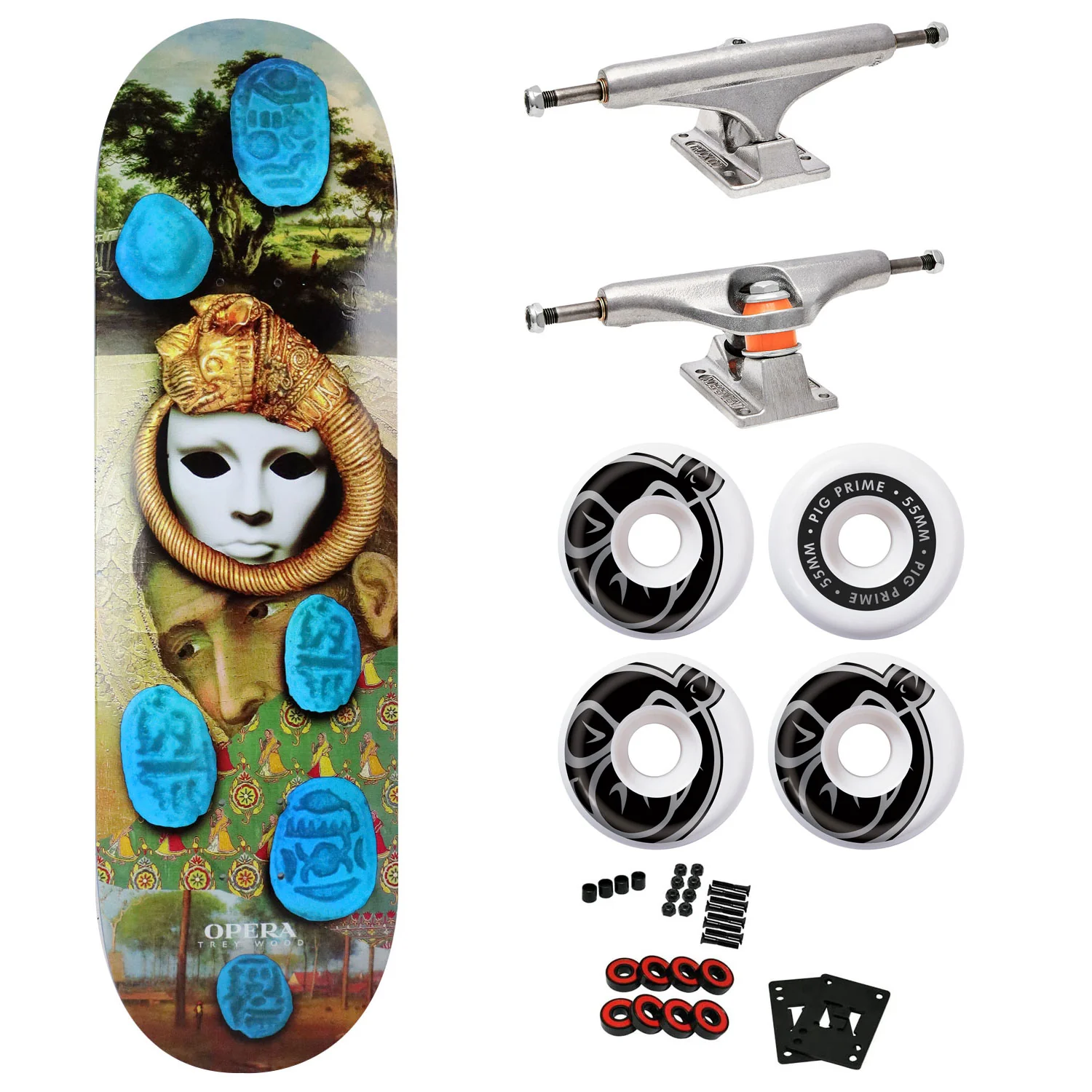 Opera Premium Skateboard with Indy Trucks, Pig Wheels - 8.75" Trey Wood Curtain Call