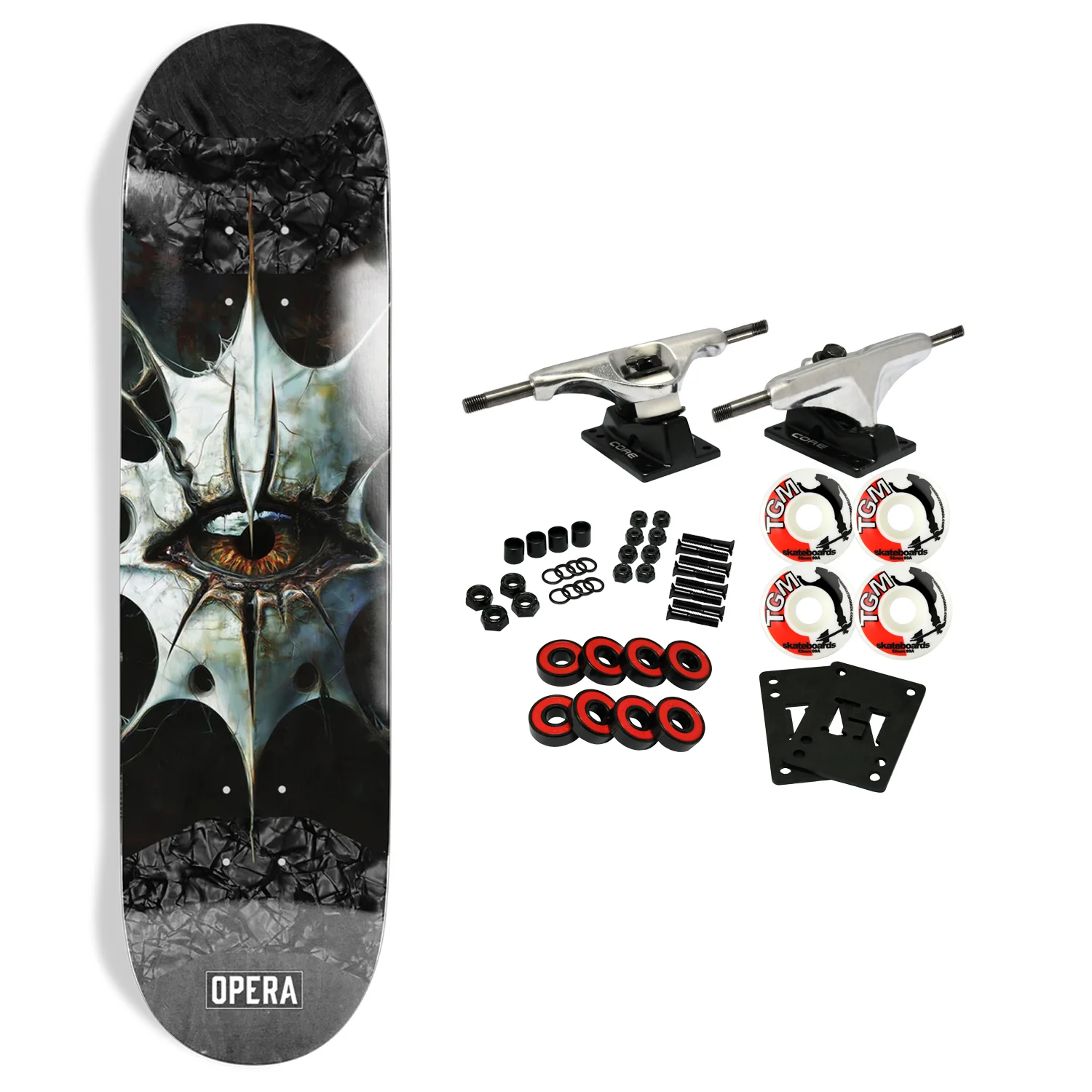 Opera Skateboard Complete Evil Eye Symmetrical Pop Slick 8.25" x 31.9"