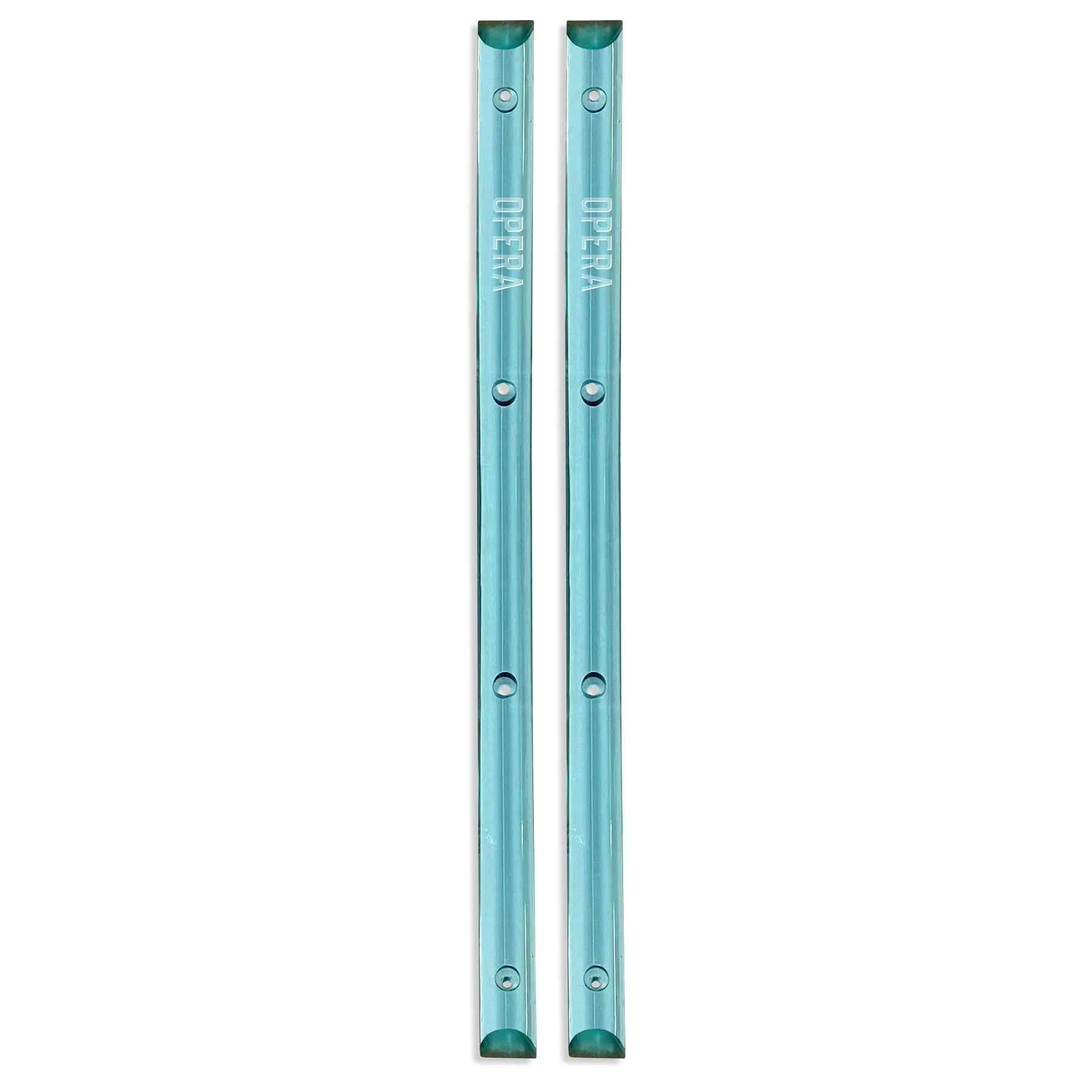 Opera Skateboard Rails with Mounting Screws - Clear Ice Blue - Pack of 2-14.5" 5 Hole Design