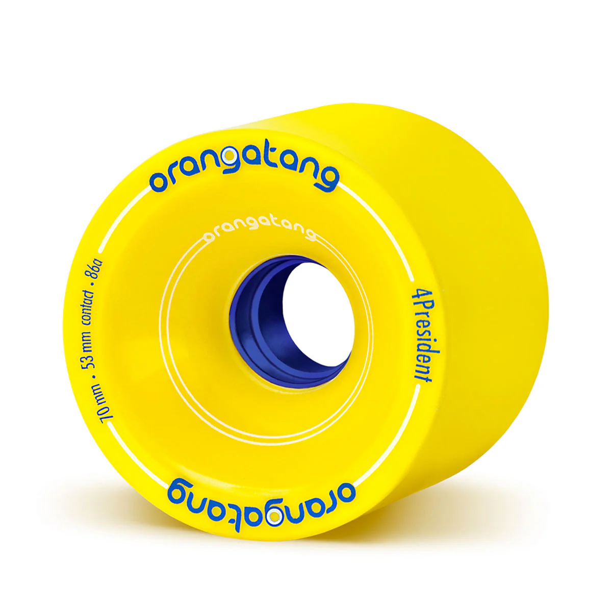 Orangatang Longboard Wheels 4President Yellow 70mm 86A with Loaded Jehu V2 Bearings - Image 2