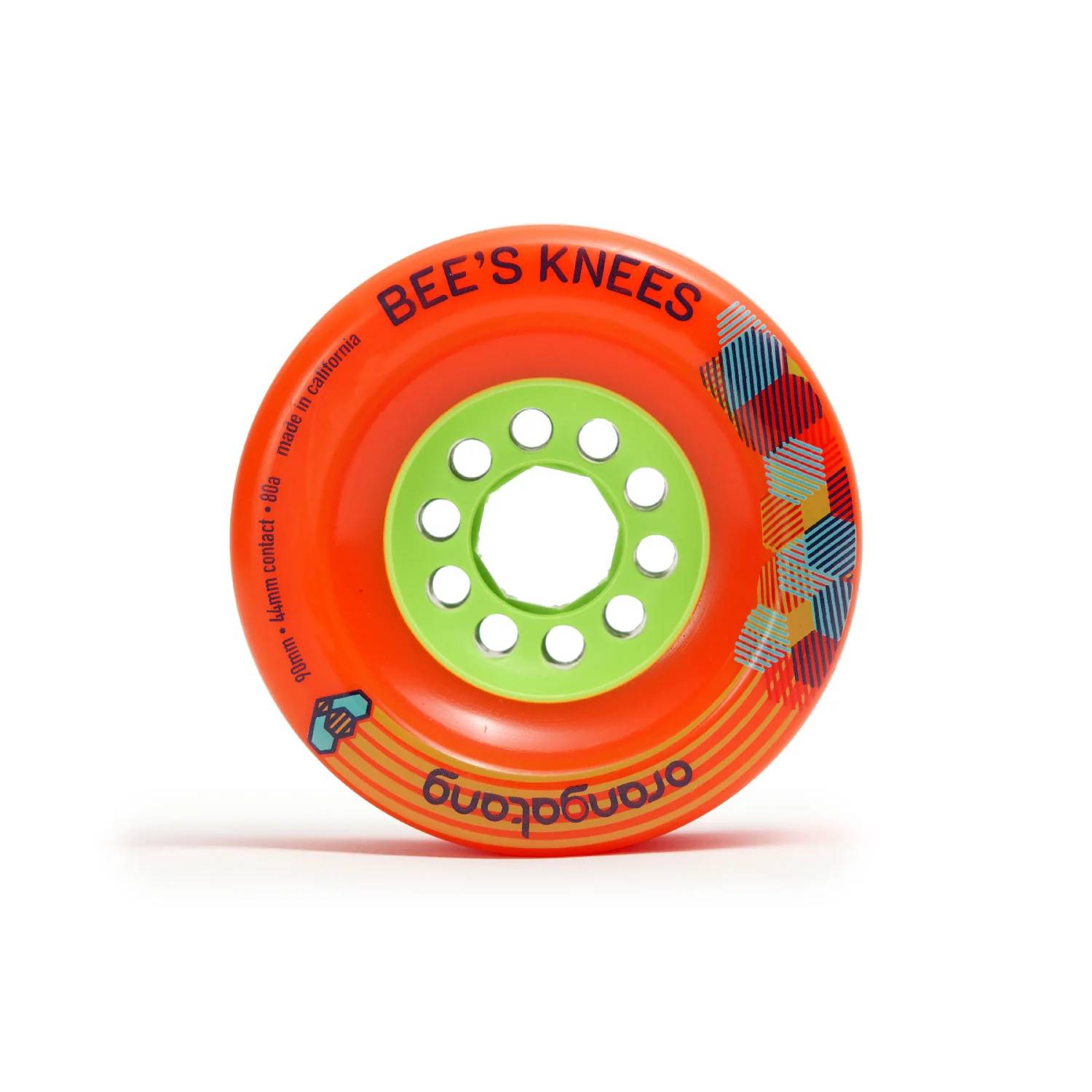 Orangatang Longboard Wheels Bees Knees Orange 90mm 80A with Loaded Jehu V2 Bearings - Image 3