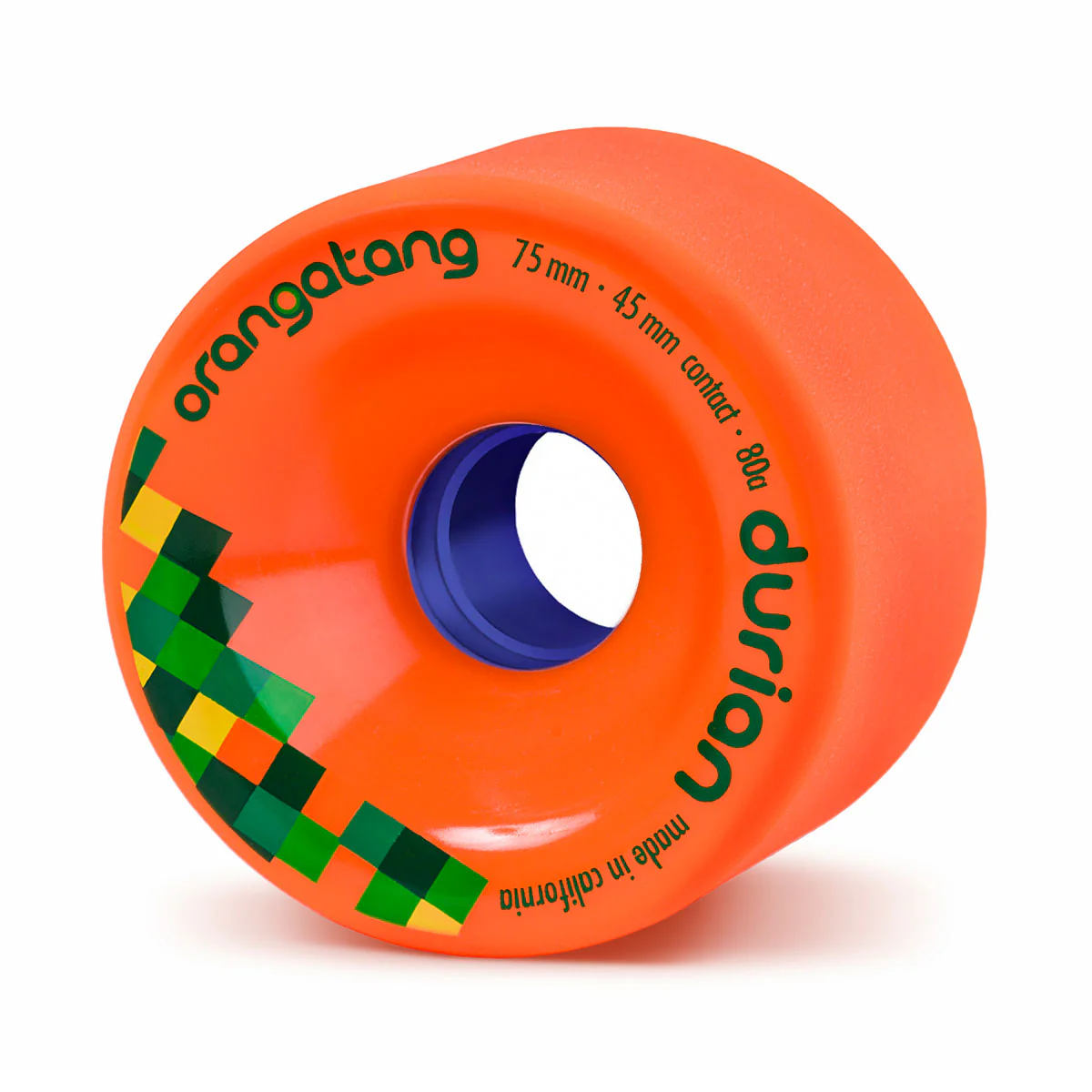 Orangatang Longboard Wheels Durian Orange 75mm 80A with Loaded Jehu V2 Bearings - Image 2
