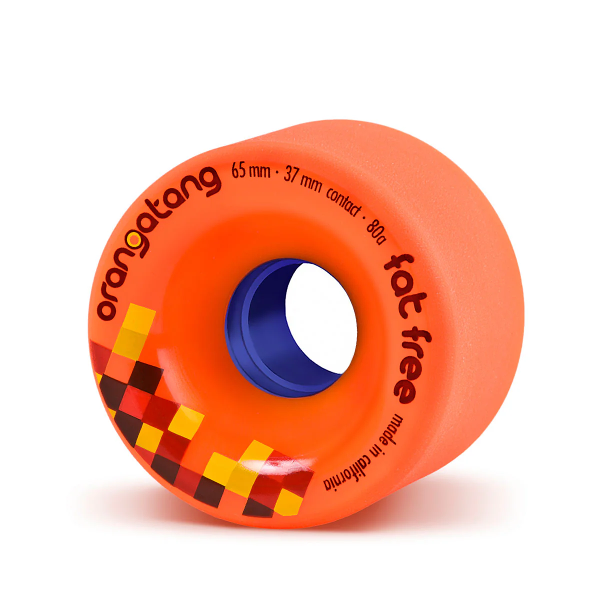 Orangatang Longboard Wheels Fat Free Orange 65mm 80A with Loaded Jehu V2 Bearings - Image 2