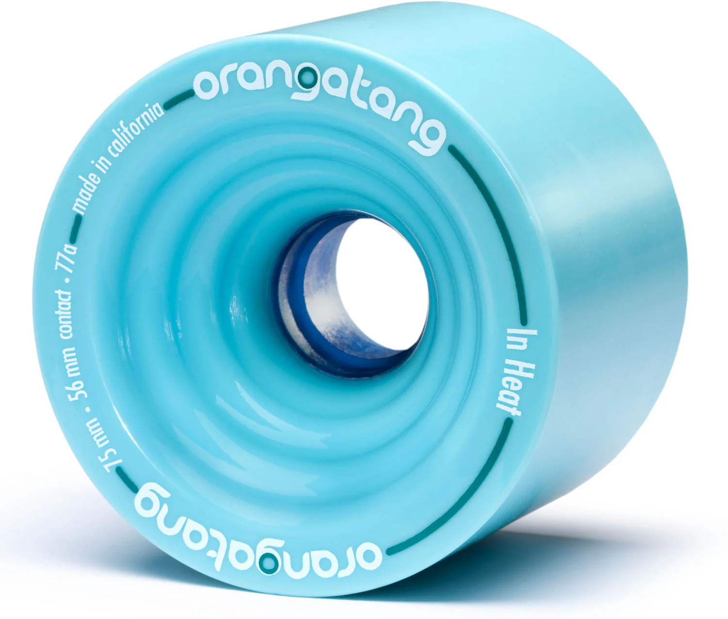 Orangatang Longboard Wheels In-Heat Blue 75mm 77A with Loaded Jehu V2 Bearings - Image 2