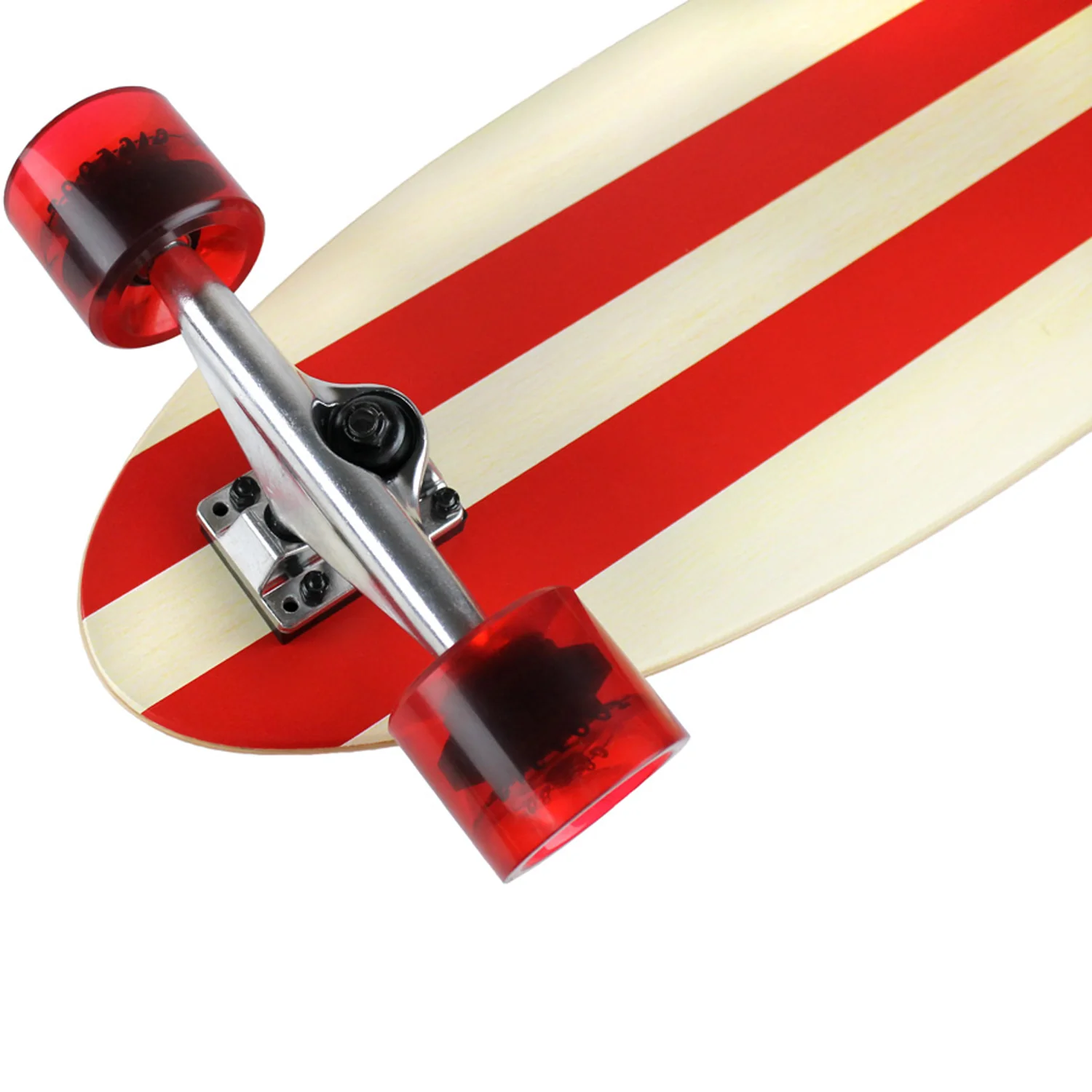 Paradise Longboard 9" x 44" Red Pinstripe Kicktail Complete - Image 3