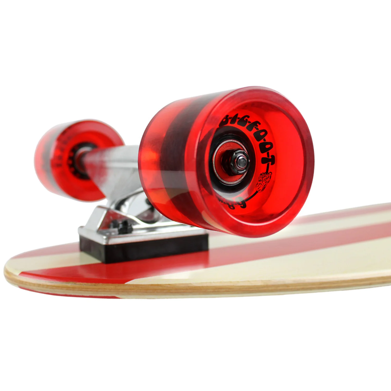 Paradise Longboard 9" x 44" Red Pinstripe Kicktail Complete - Image 5