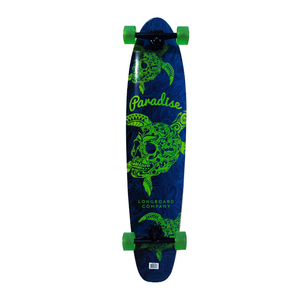 Paradise Longboard Turtle Skull Kicktail 9.75" x 44" Blue / Green - Image 3