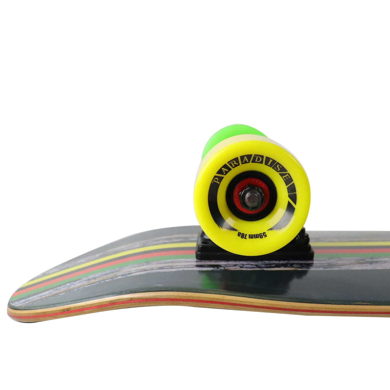 Paradise Skateboard Cruiser Complete Rasta Bark Black 7.25" x 28.75" - Image 5