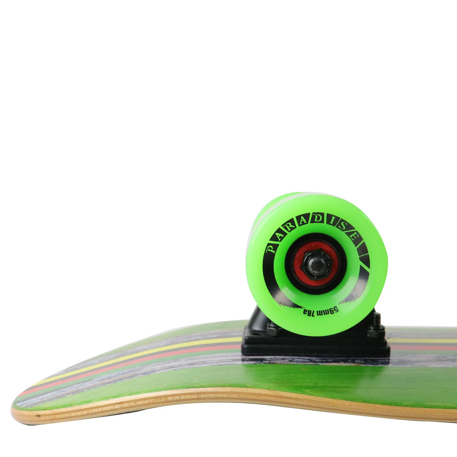 Paradise Skateboard Cruiser Complete Rasta Bark Green 7.25" x 28.75" - Image 5
