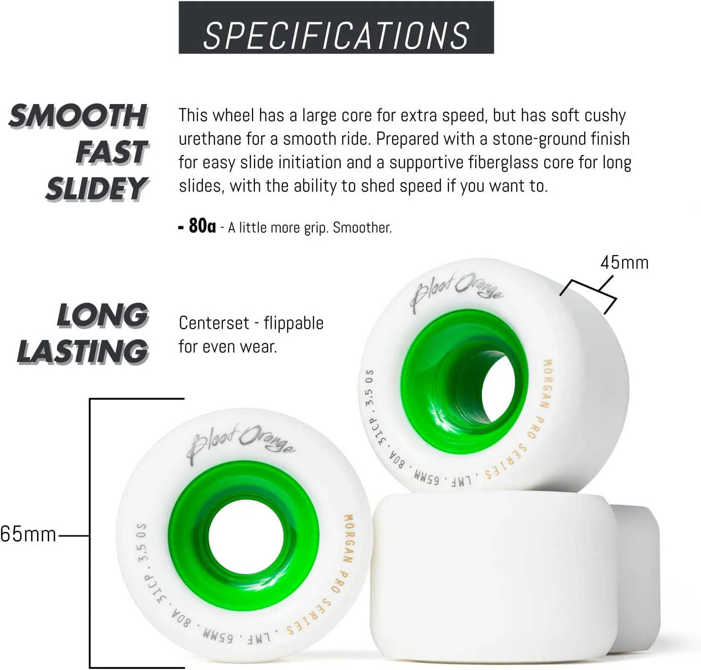 Paris Longboard Trucks Kit (Sage Green) With Blood Orange 65mm Wheels & Independent Bearings - Image 5