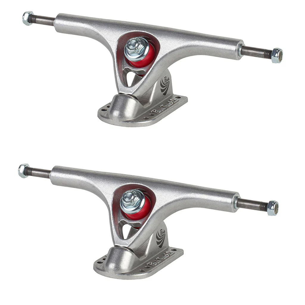 Paris Longboard Trucks V2 180mm 50° Raw Polished + Globe Conical 62mm 78a Wheels White/Red + Abec 7 Bearings - Image 2