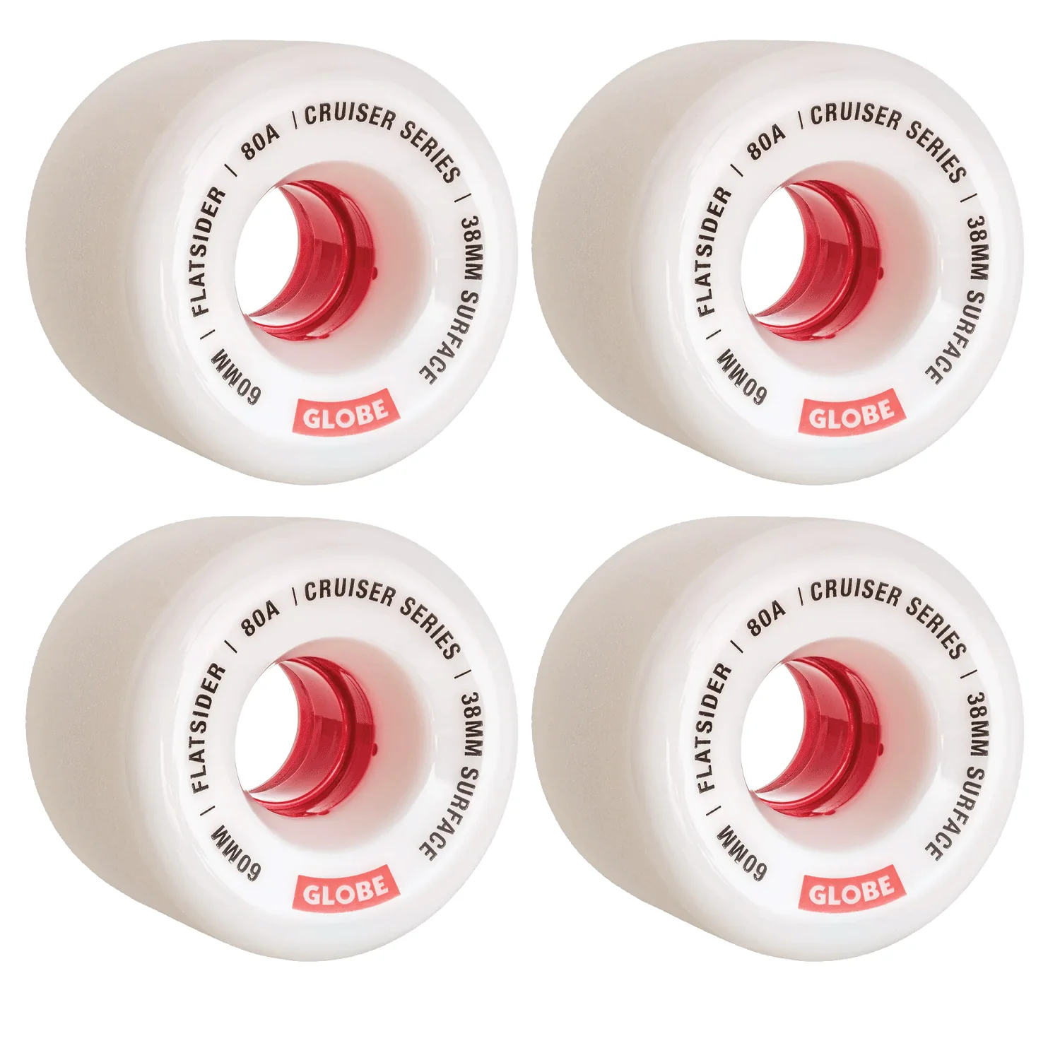 Paris Longboard Trucks V2 180mm 50° Raw Polished + Globe Flatsider 60mm 80a Wheels White/Red + Abec 7 Bearings - Image 3