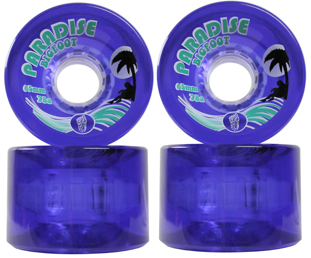 Paris Longboard Trucks, Wheels, Hardware, and Abec 7 Bearings Kit - V2 180 Raw + Bigfoot 65mm 78A Purple - Image 2