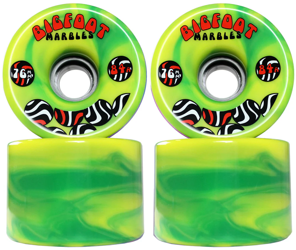 Paris Longboard Trucks, Wheels, Hardware, and Abec 7 Bearings Kit - V2 180 Raw + Bigfoot 76mm 84A Green Swirl - Image 2