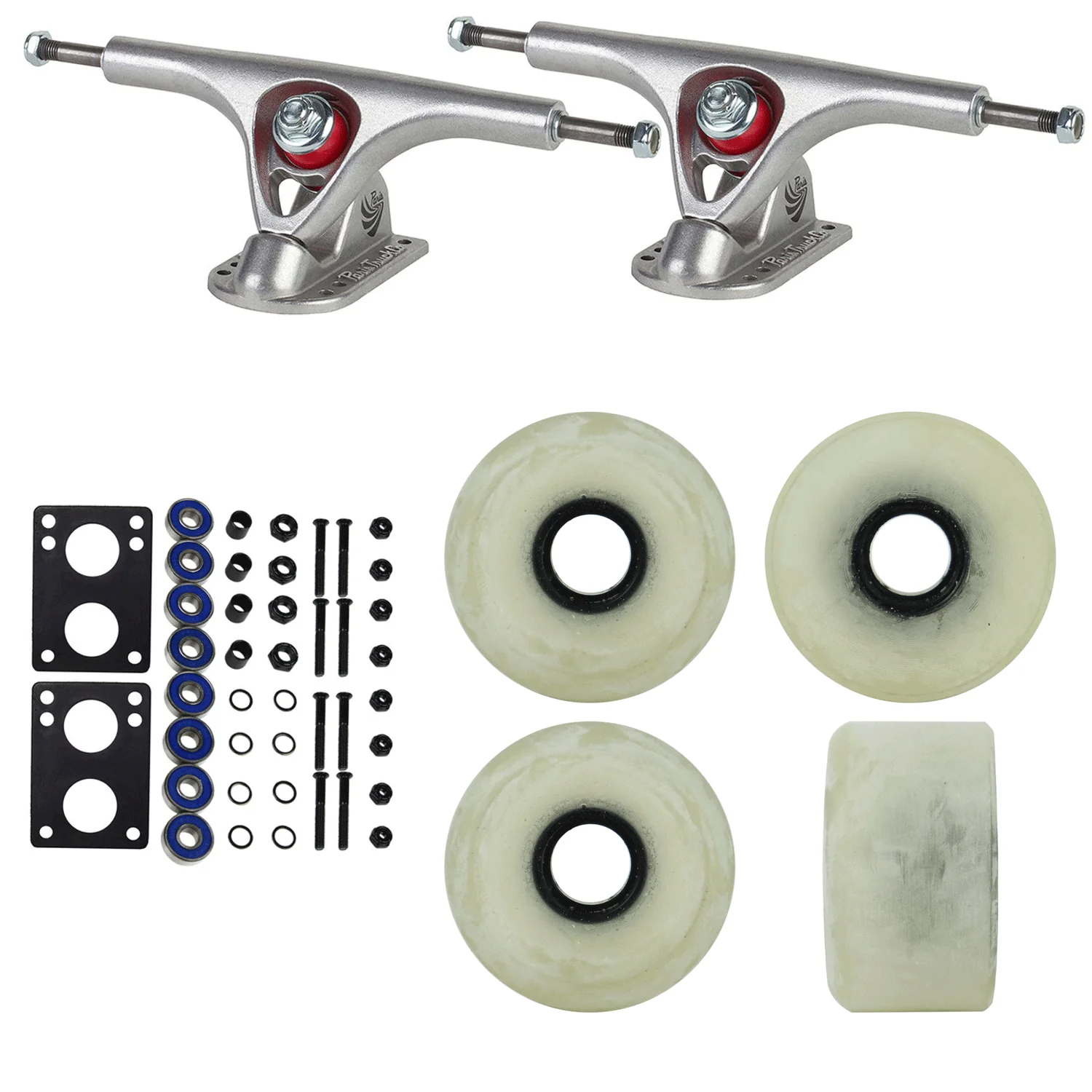 Paris Longboard Trucks, Wheels, Hardware, and Abec 7 Bearings Kit - V2 180 Raw + Blank Ghost White 65mm 78A