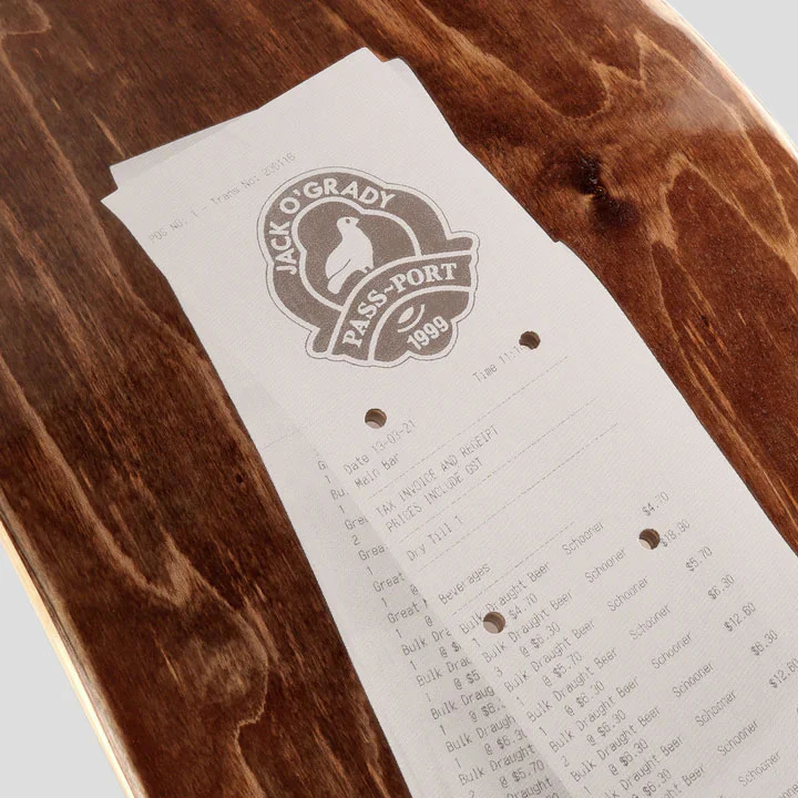 Passport Skateboard Deck Jack O'Grady Receipt 8.5" x 32.25" - Image 2