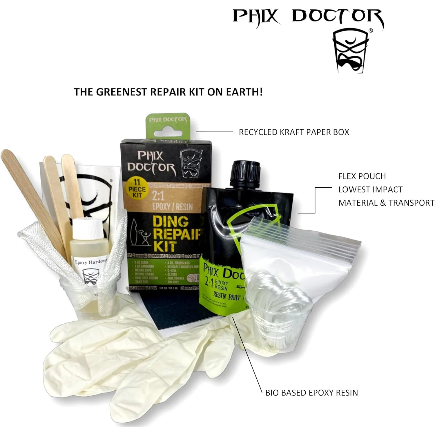 Phix Doctor Surfboard Repair Kit 2:1 Bio Epoxy Resin Kit for Surfboards SUP Ding 3oz - Image 3