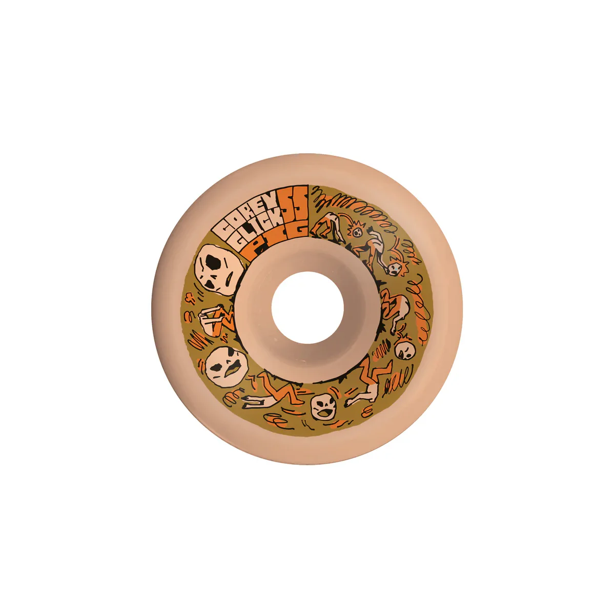 Pig Skateboard Wheels 55mm Corey Glick Heads Conical 99A Tan - Image 2