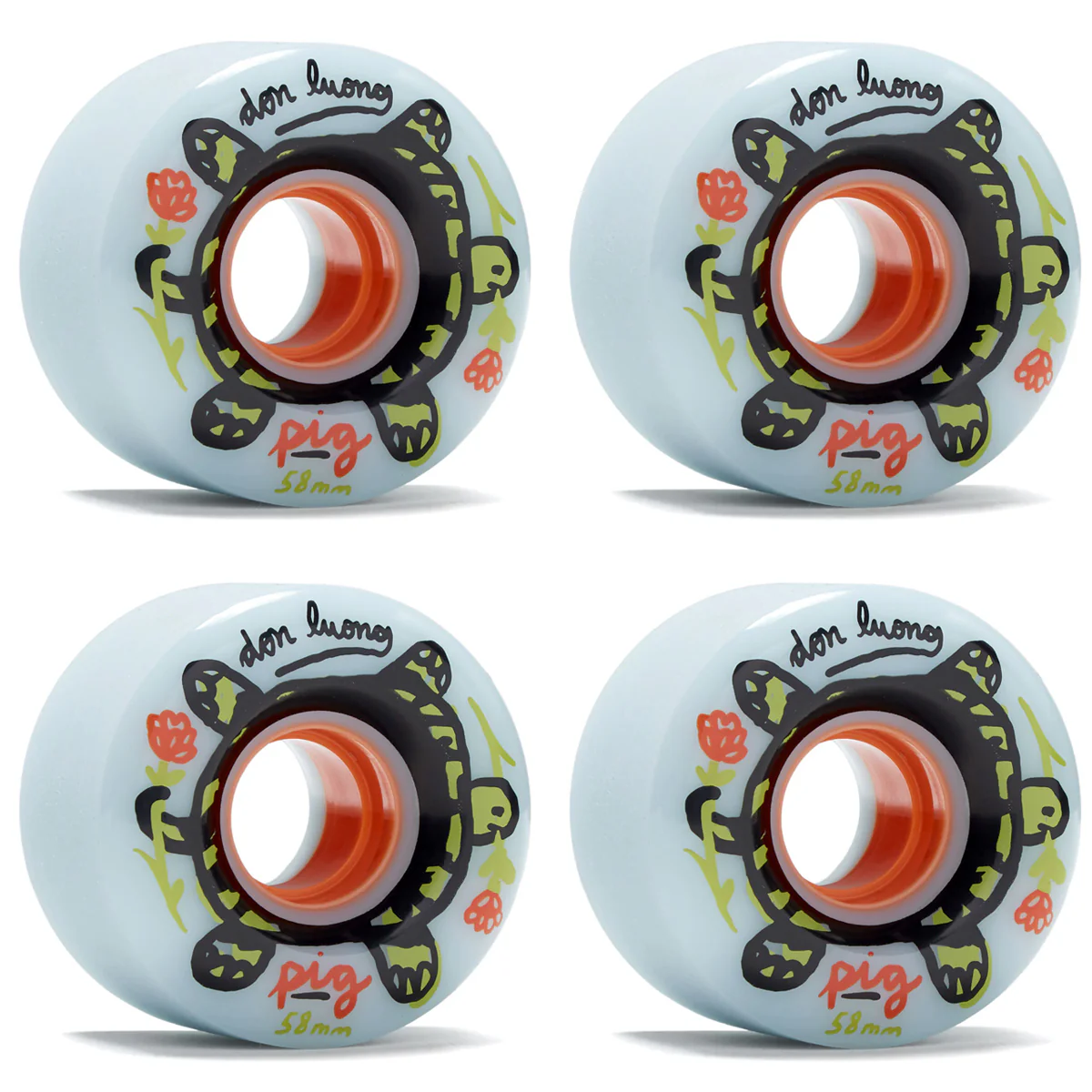 Pig Skateboard Wheels 58mm Don Luong Filmer RT's 92A Blue