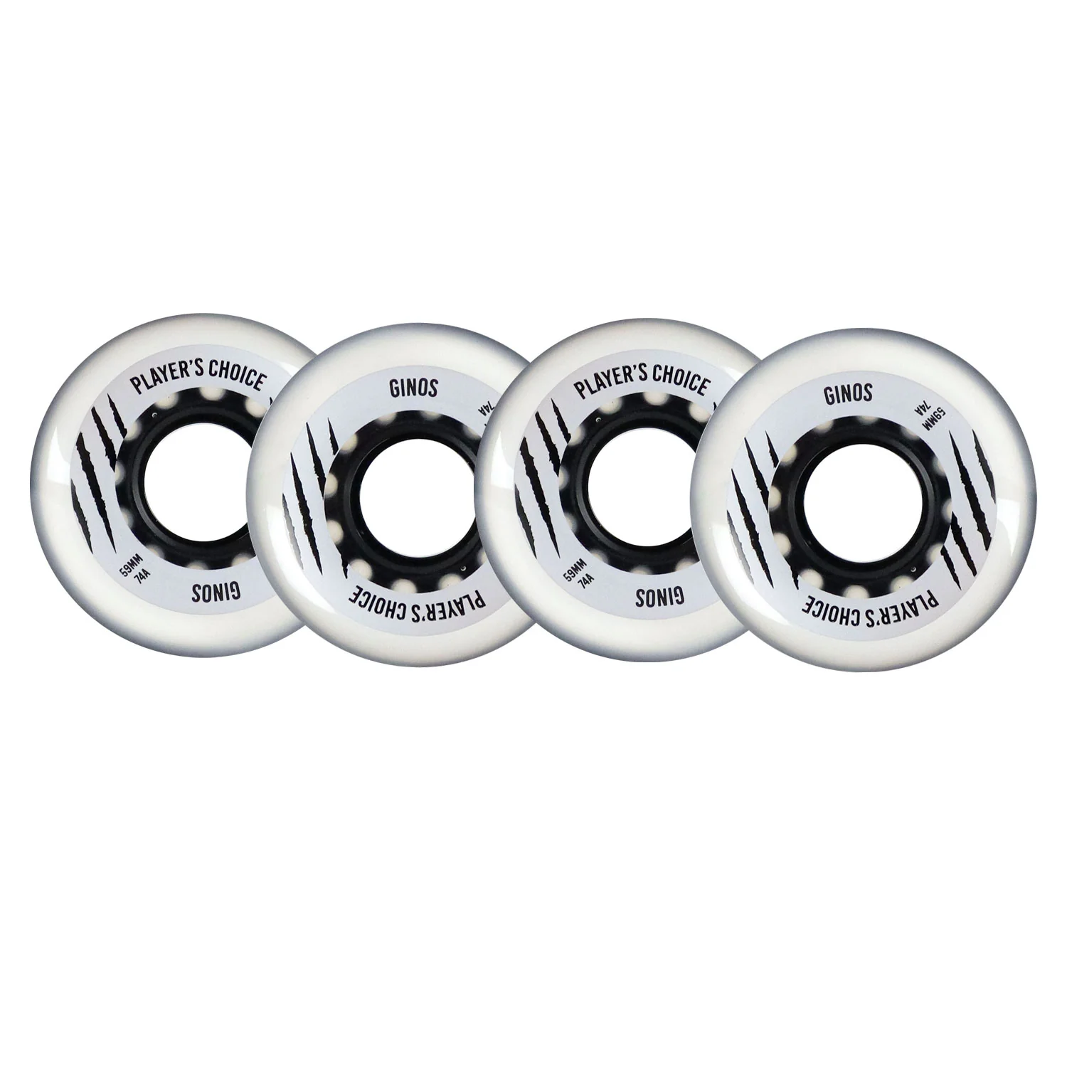 Player's Choice Indoor Roller Hockey Wheels 59mm Ginos 74A 4-Pack