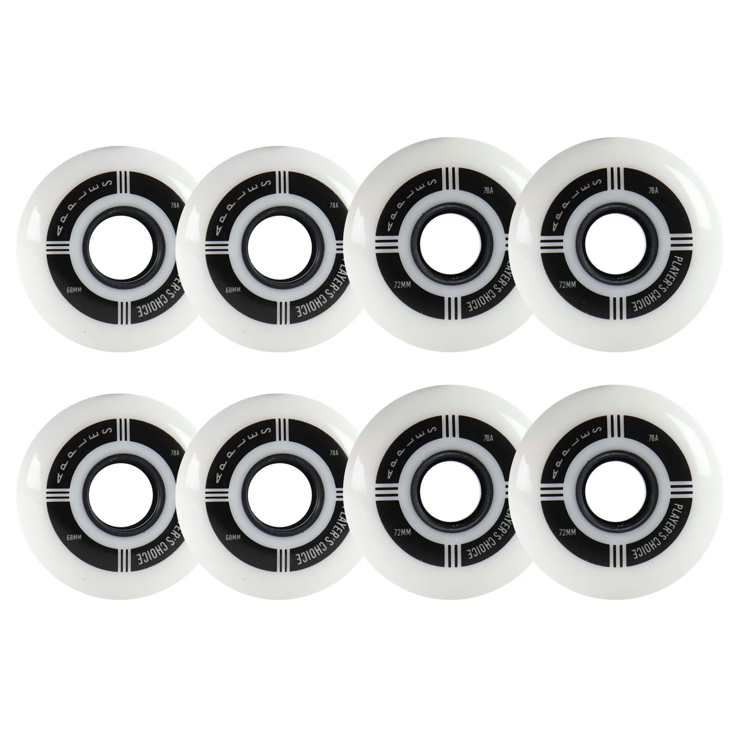 Player's Choice Indoor Roller Hockey Wheels 68/72 Youth HiLo Apples 78A 8-Pack