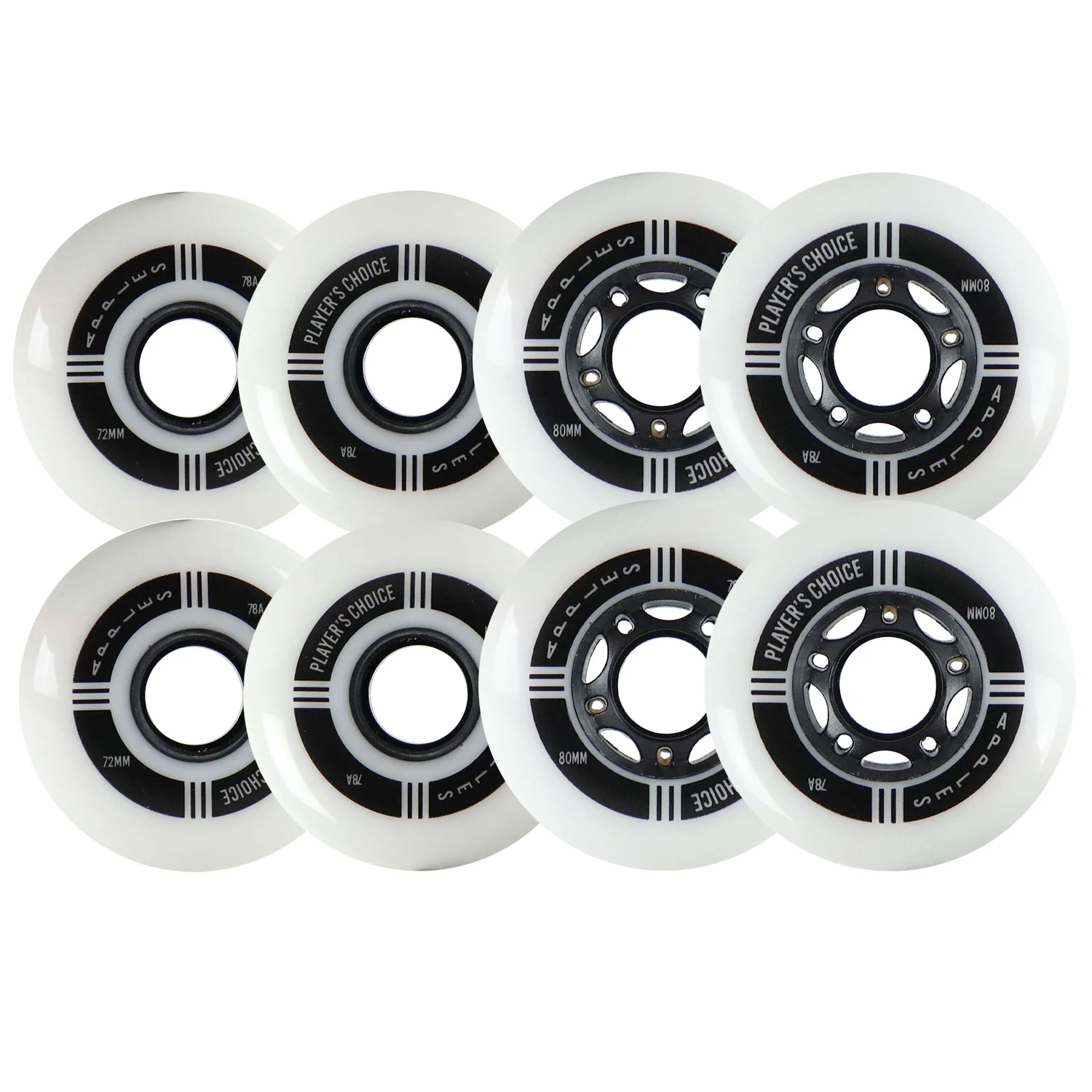 Player's Choice Indoor Roller Hockey Wheels 72/80 HiLo Apples 78A 8-Pack